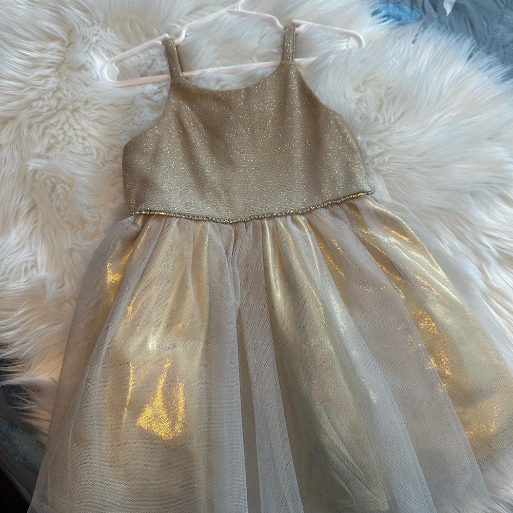 PINK & VIOLET Girls Glitter Knit Gold Ombré Dress sz 3 - Picture 1 of 8